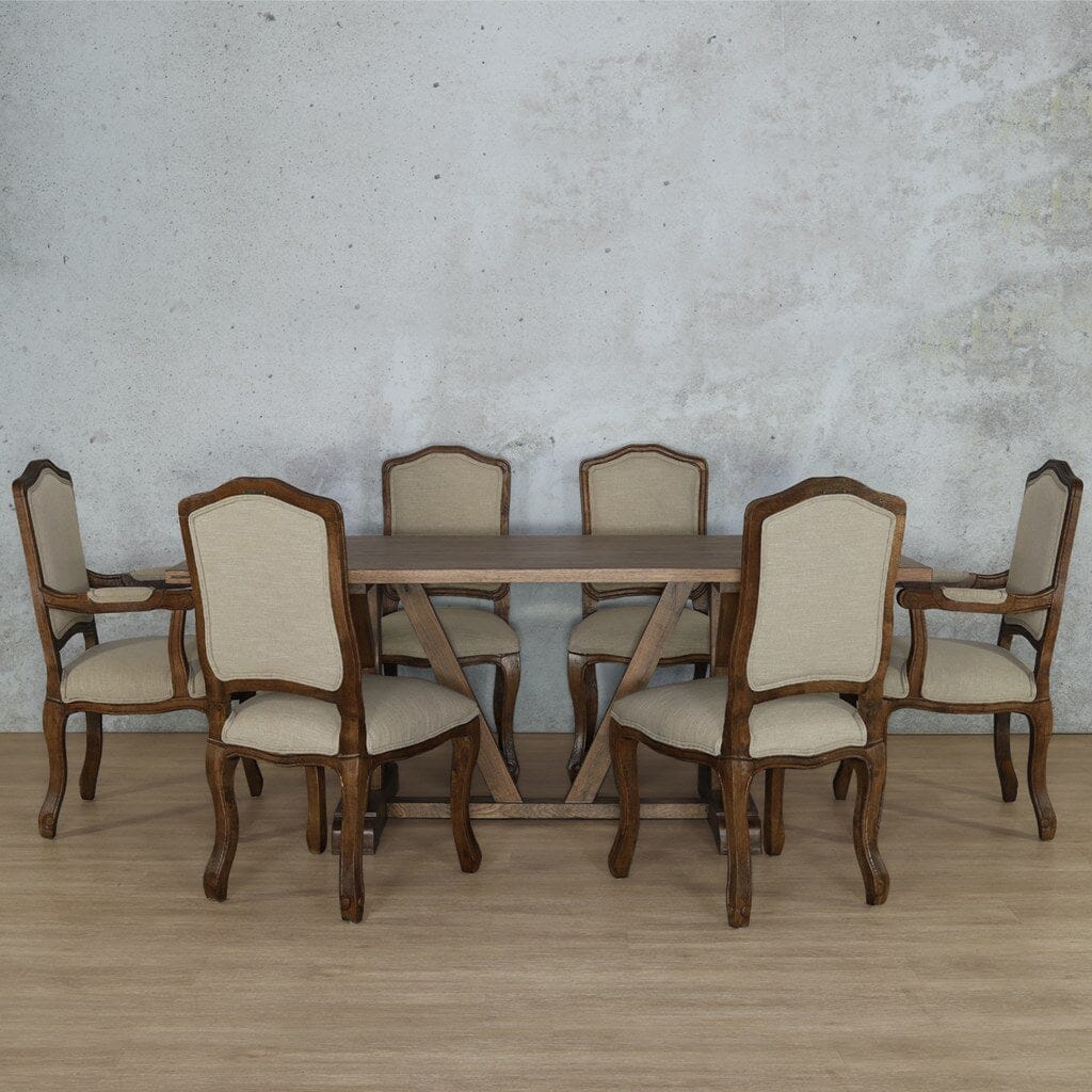 Berkeley Wood Top & Duke 6 Seater Dining Set Dining room set Leather Gallery  Antique Dark Oak  