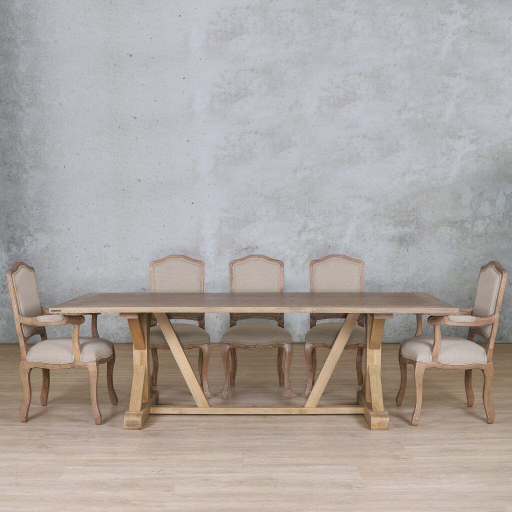 Berkeley Wood Top & Duke 8 Seater Dining Set Dining room set Leather Gallery Antique Natural Oak 