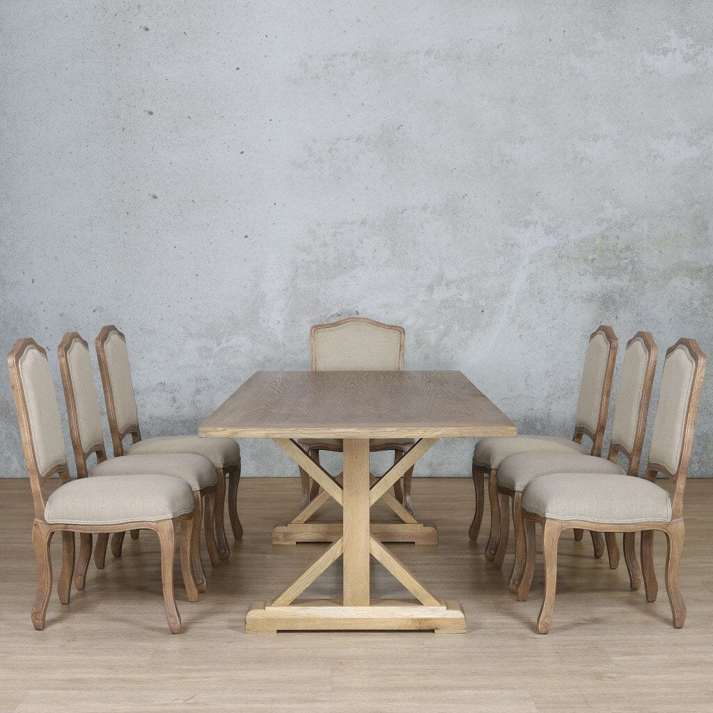 Berkeley Wood Top & Duke 8 Seater Dining Set Dining room set Leather Gallery  Antique Natural Oak 