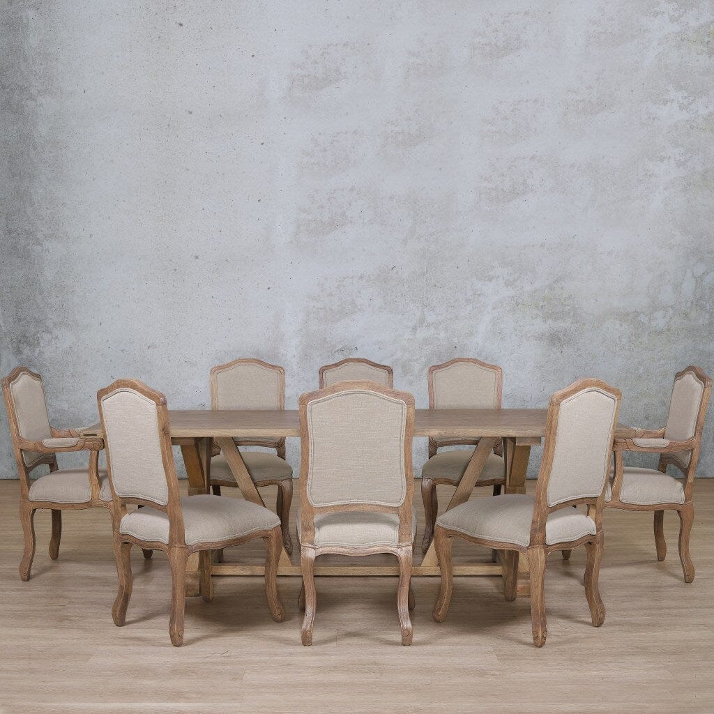 Berkeley Wood Top & Duke 8 Seater Dining Set Dining room set Leather Gallery  Antique Natural Oak 