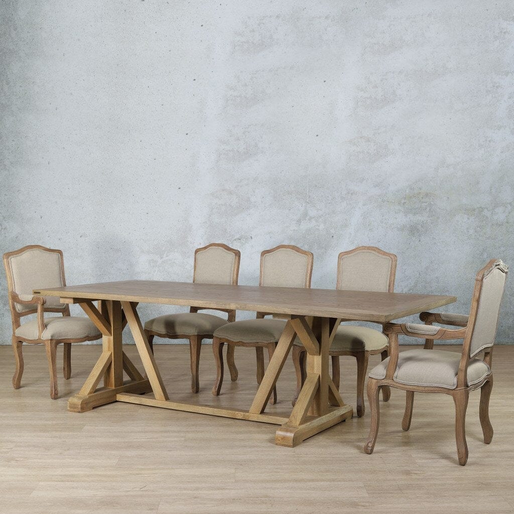 Berkeley Wood Top & Duke 8 Seater Dining Set Dining room set Leather Gallery  Antique Natural Oak 