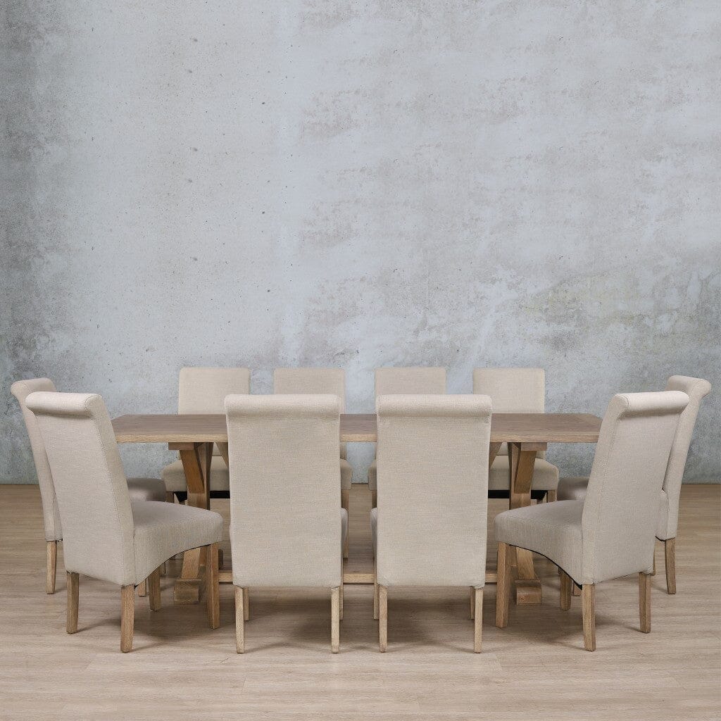 Berkeley Wood Top & Windsor 10 Seater Dining Set Dining room set Leather Gallery  Antique Natural Oak 