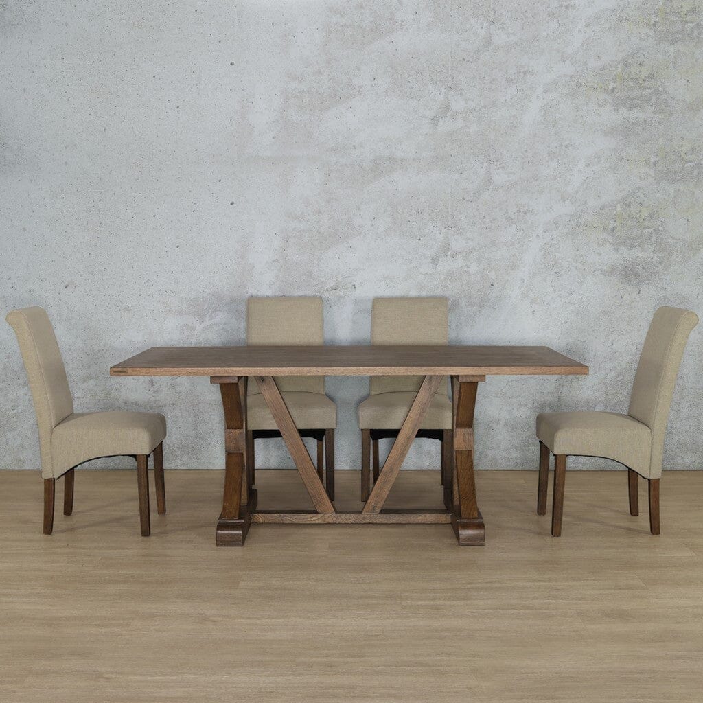 Berkeley Wood Top & Windsor 6 Seater Dining Set Dining room set Leather Gallery Antique Dark Oak Wood 