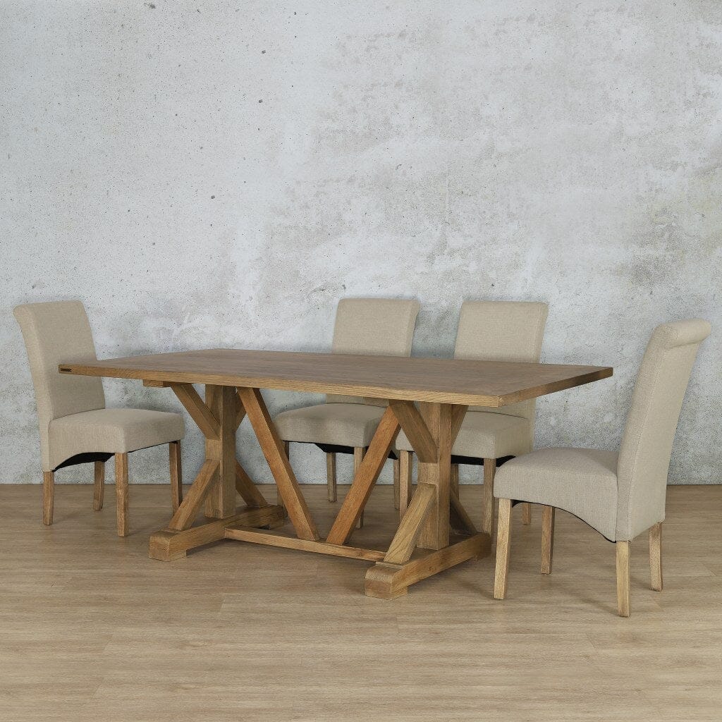 Berkeley Wood Top & Windsor 6 Seater Dining Set Dining room set Leather Gallery  Antique Natural Oak 