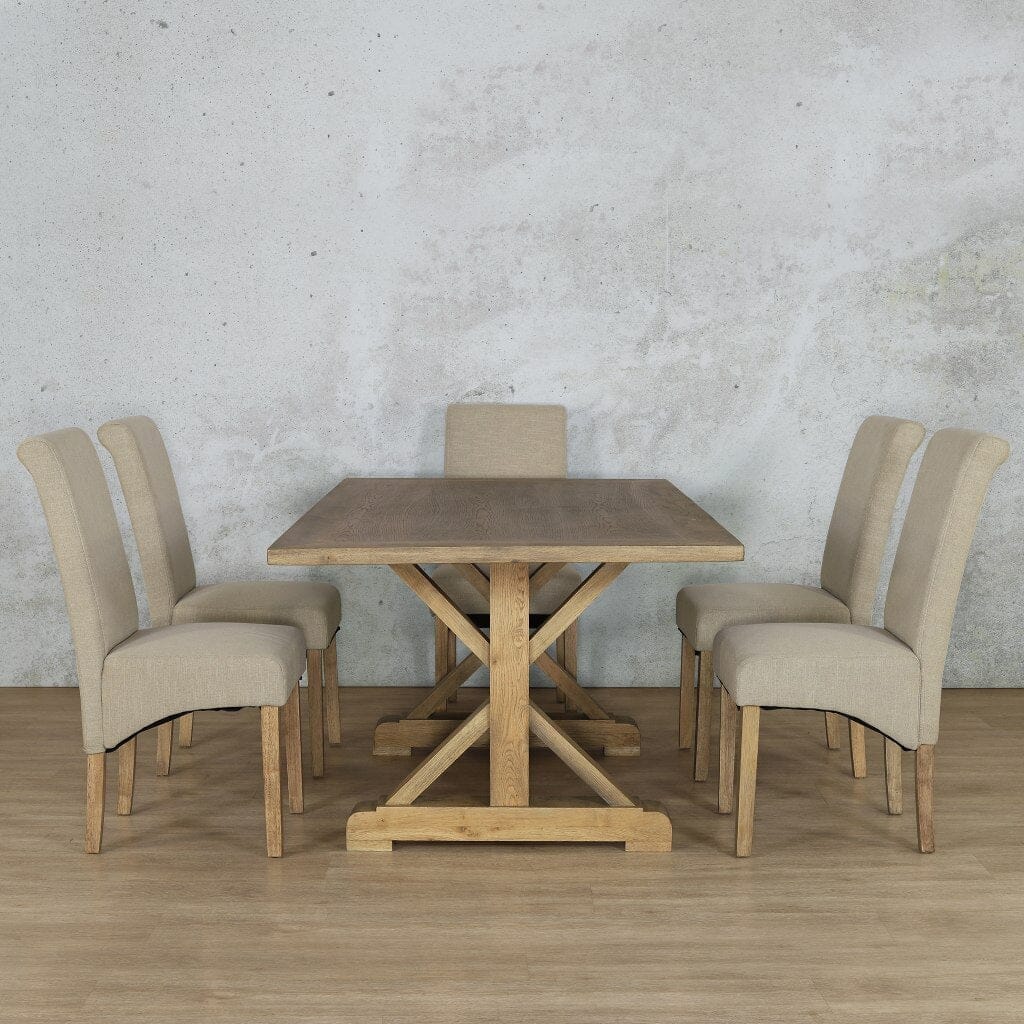 Berkeley Wood Top & Windsor 6 Seater Dining Set Dining room set Leather Gallery  Antique Natural Oak 