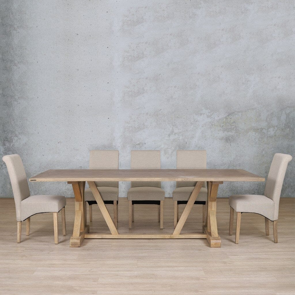 Berkeley Wood Top & Windsor 8 Seater Dining Set Dining room set Leather Gallery Antique Natural Oak 