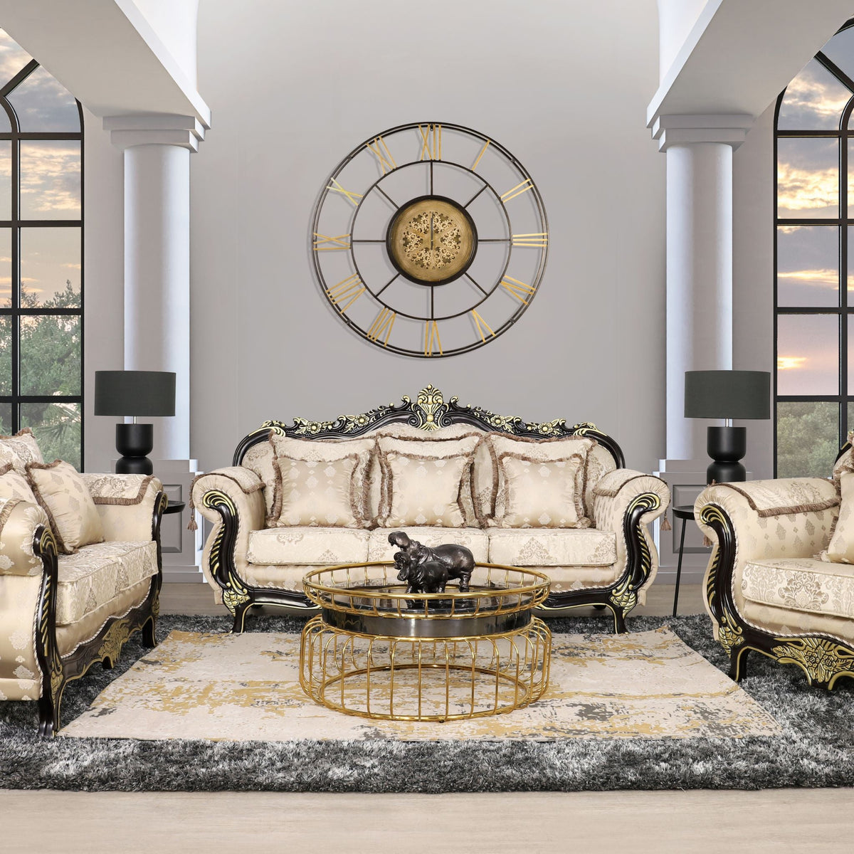 Berlin 3 + 2 + 1 Fabric Sofa Suite - Beige-B - Lounge Suite