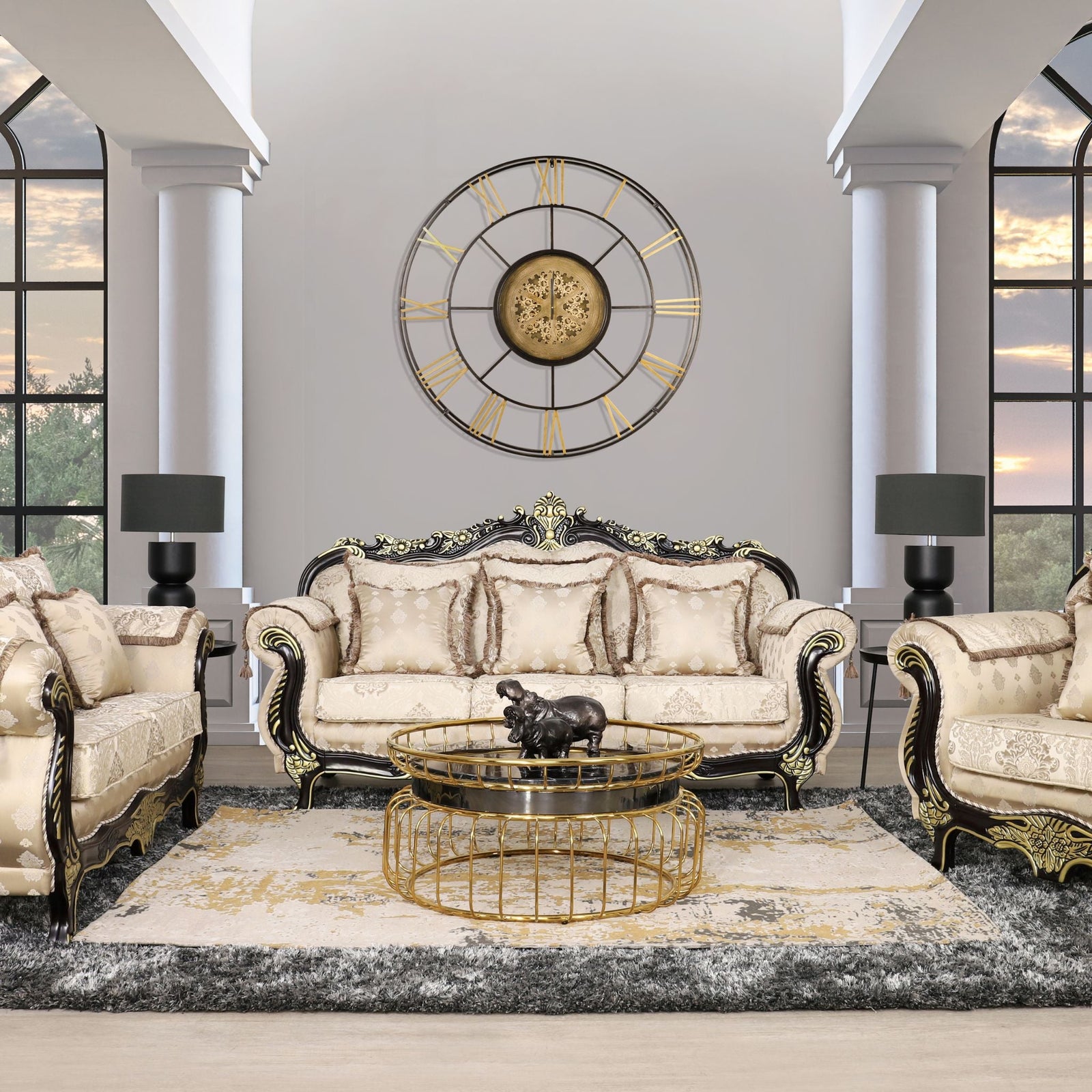 Berlin 3 + 2 + 1 Fabric Sofa Suite - Beige-B - Lounge Suite