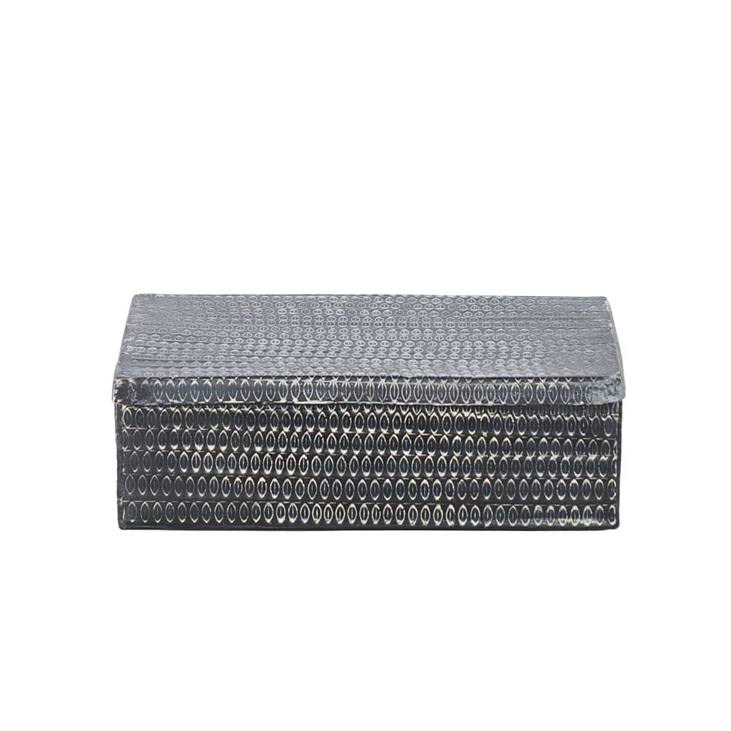 Black Thea Carved Box - Large File Box Leather Gallery