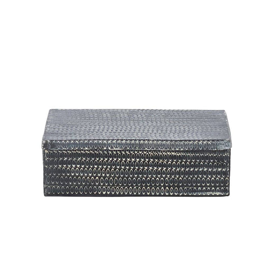 Black Thea Carved Box - Large File Box Leather Gallery