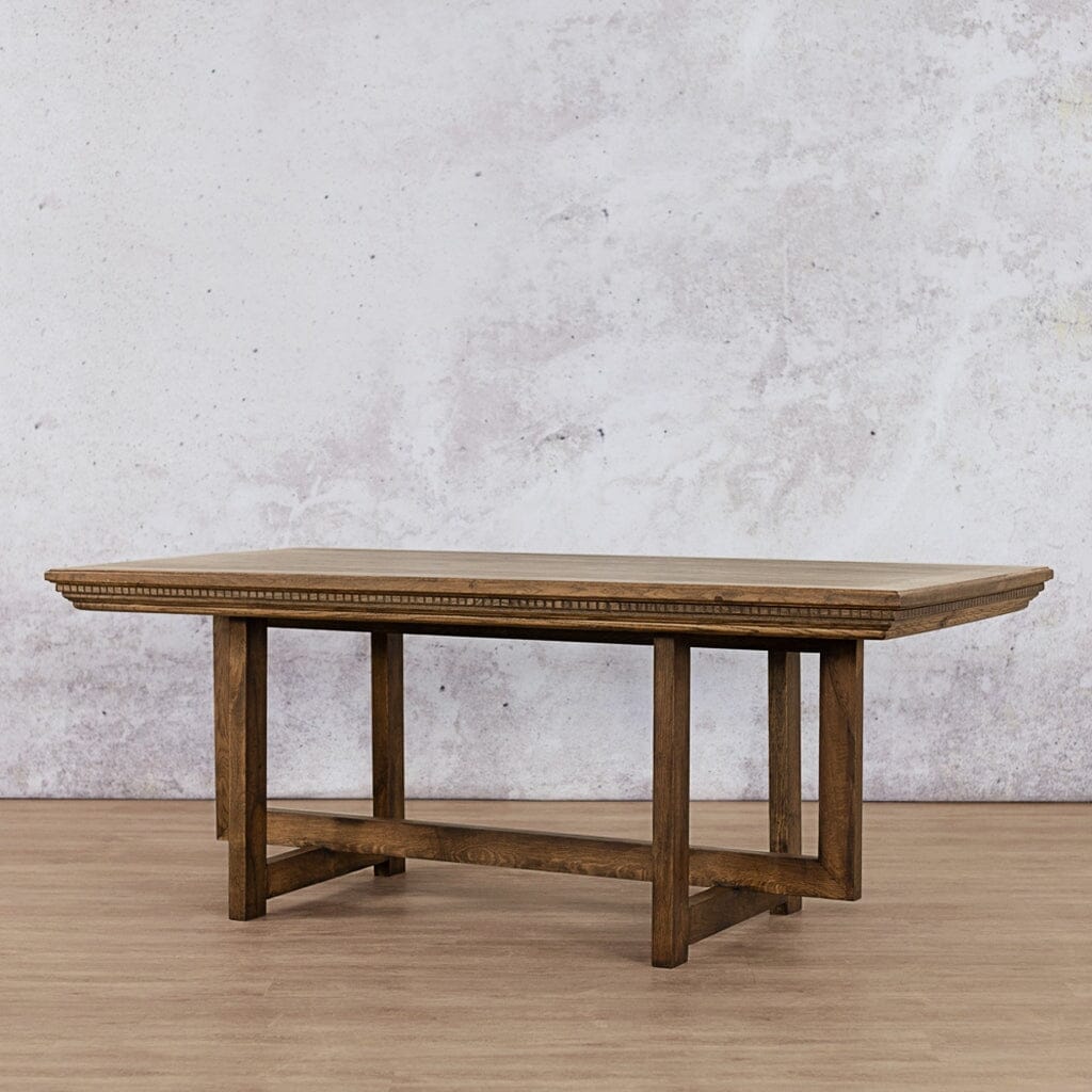 Bolton Fluted Wood Dining Table - 1.9M / 6 Seater Dining Table Leather Gallery antique dark oak 