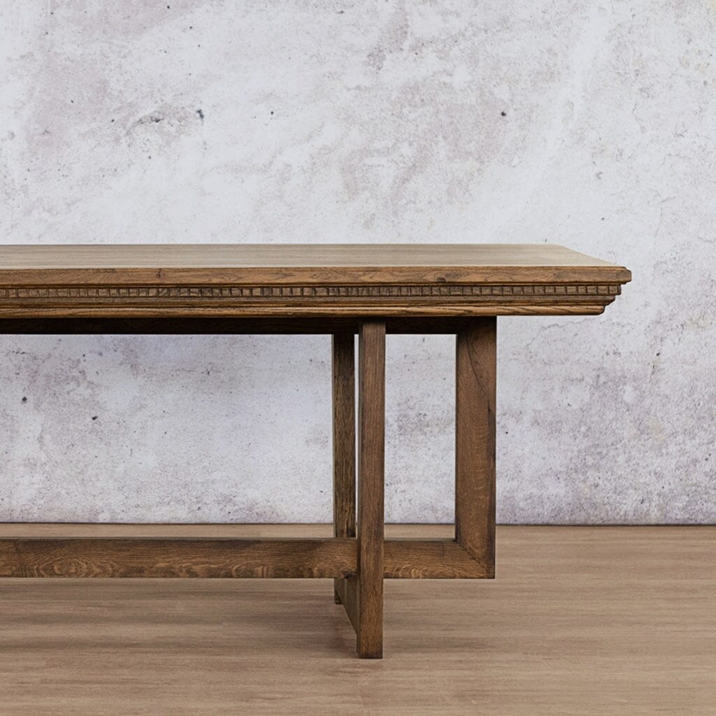 Bolton Fluted Wood Dining Table - 1.9M / 6 Seater Dining Table Leather Gallery antique dark oak 