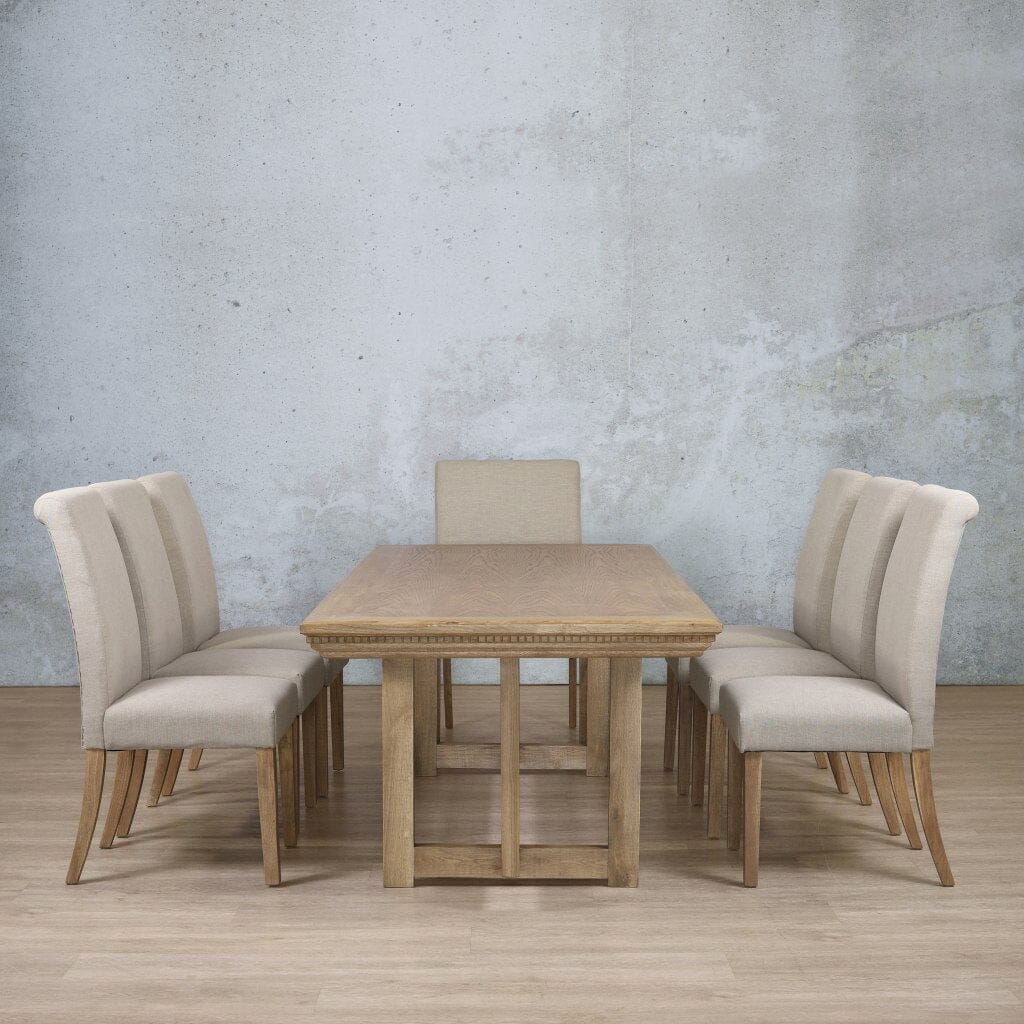 Bolton Fluted Wood Top & Baron 8 Seater Dining Set Dining room set Leather Gallery 