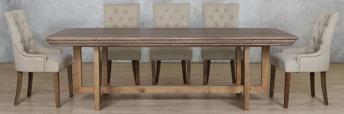 Bolton Fluted Wood Top & Duchess 8 Seater Dining Set Dining room set Leather Gallery 