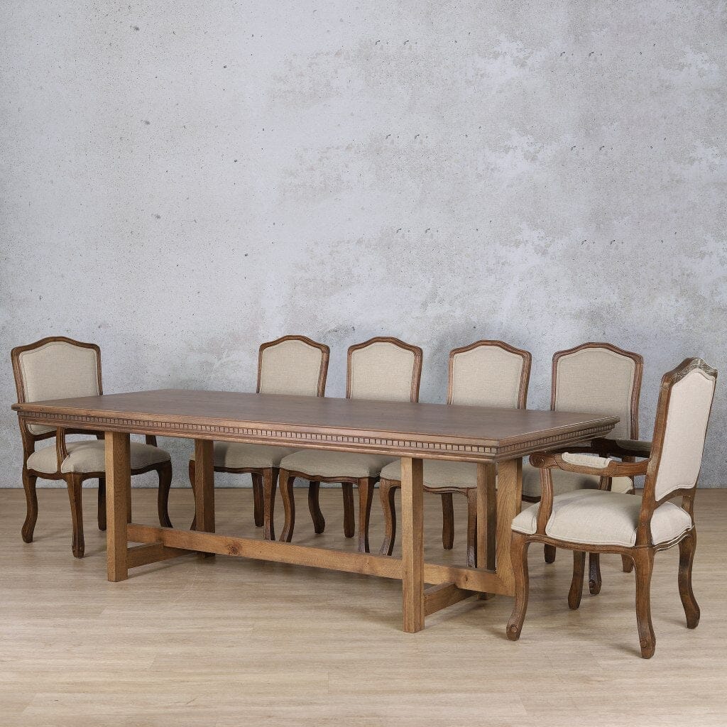 Bolton Fluted Wood Top & Duke 10 Seater Dining Set Dining room set Leather Gallery Antique Dark Oak 