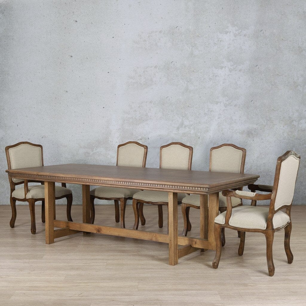 Bolton Fluted Wood Top & Duke 8 Seater Dining Set Dining room set Leather Gallery Antique Dark Oak 