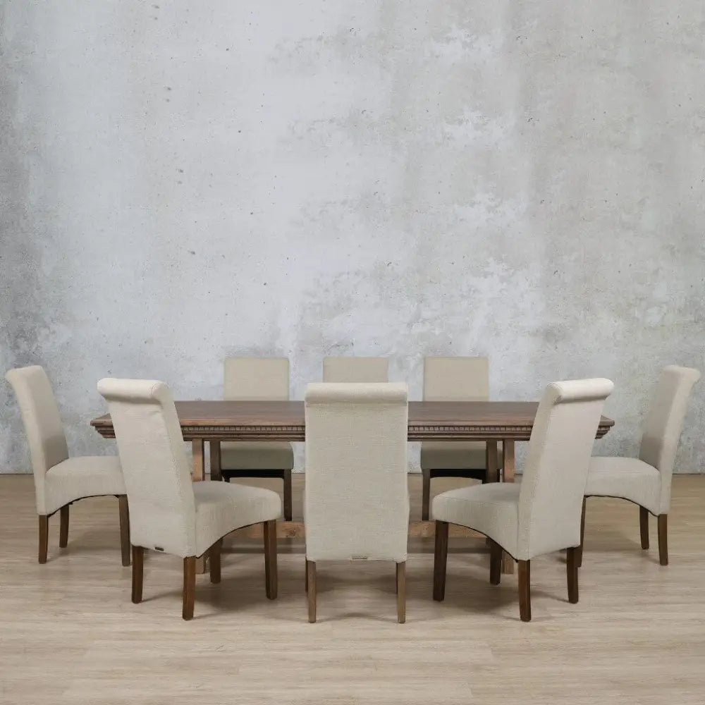 Bolton Fluted Wood Top & Windsor 8 Seater Dining Set - Dining room set