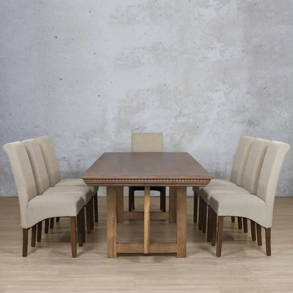 Bolton Fluted Wood Top & Windsor 8 Seater Dining Set - Dining room set