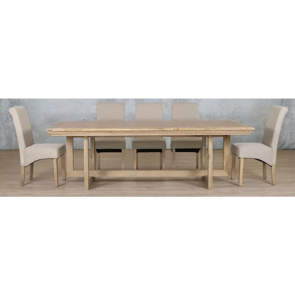 Bolton Fluted Wood Top & Windsor 8 Seater Dining Set - Dining room set Antique Natural Oak