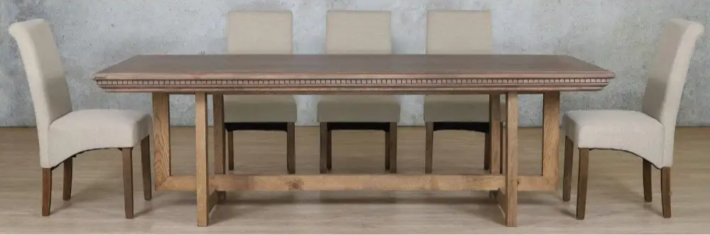 Bolton Fluted Wood Top & Windsor 8 Seater Dining Set - Dining room set Antique Dark Oak