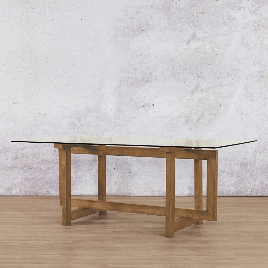 Bolton Glass Dining Table - 1.9M / 6 Seater Dining Table Leather Gallery antique natural oak
