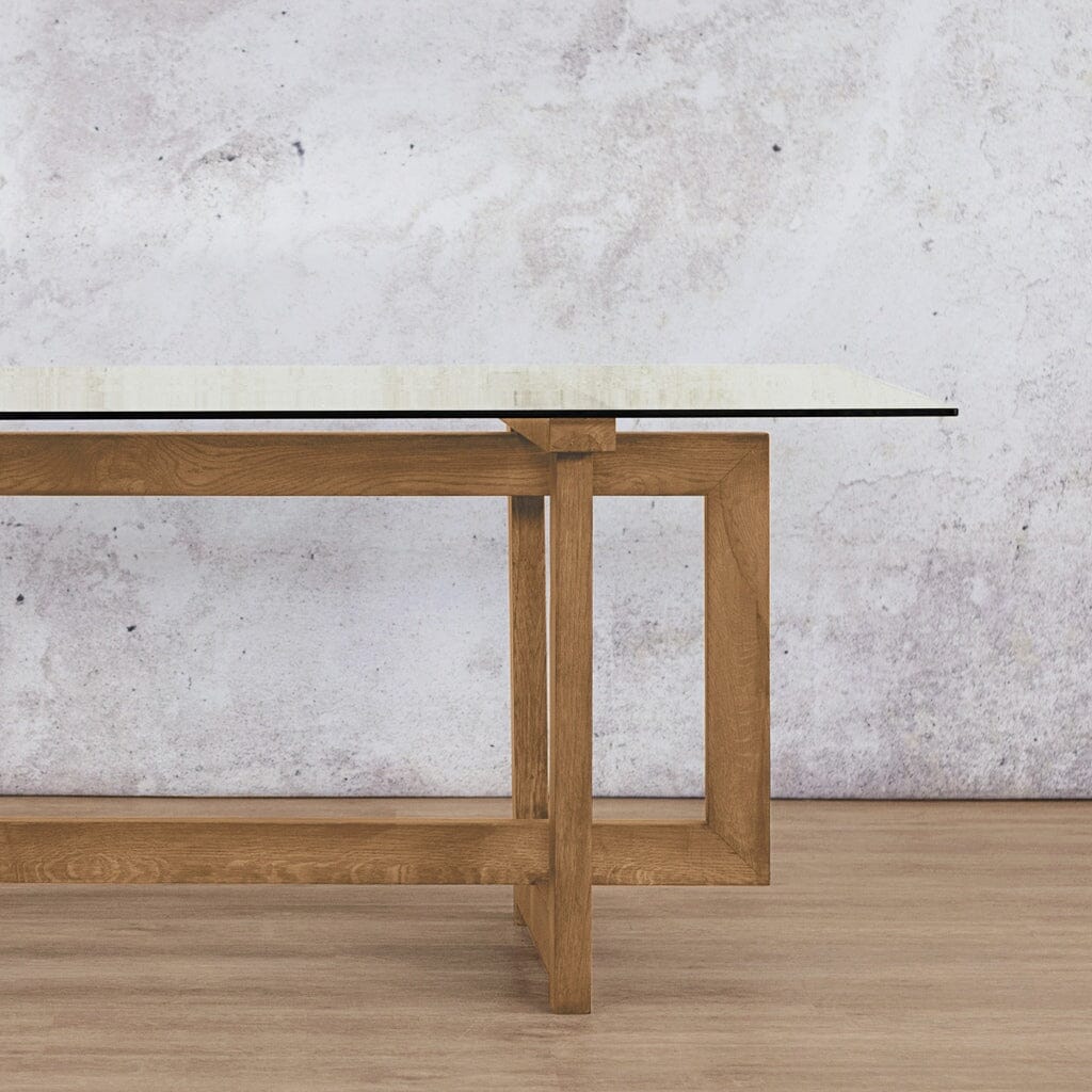 Bolton Glass Dining Table - 1.9M / 6 Seater Dining Table Leather Gallery-antique-natural-oak