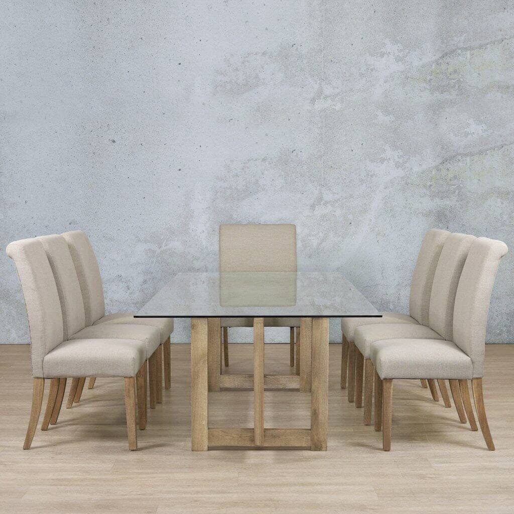 Bolton Glass Top & Baron 8 Seater Dining Set Dining room set Leather Gallery Antique Natural Oak