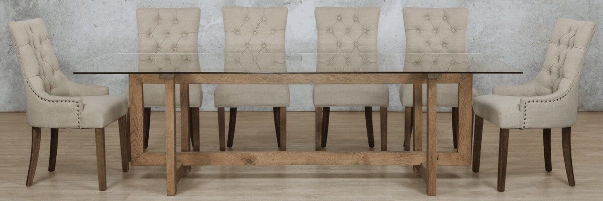 Bolton Glass Top &amp; Duchess 10 Seater Dining Set Dining room set Leather Gallery 