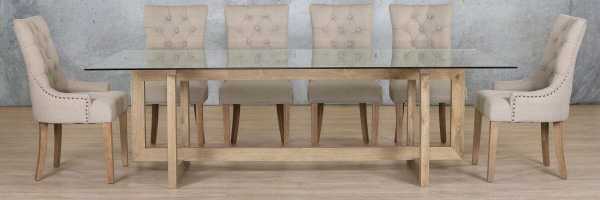 Bolton Glass Top & Duchess 10 Seater Dining Set Dining room set Leather Gallery 