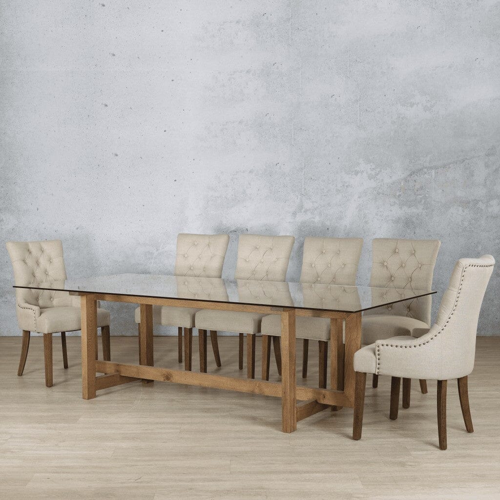 Bolton Glass Top & Duchess 10 Seater Dining Set Dining room set Leather Gallery 