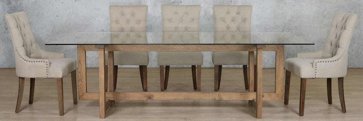 Bolton Glass Top &amp; Duchess 8 Seater Dining Set Dining room set Leather Gallery 
