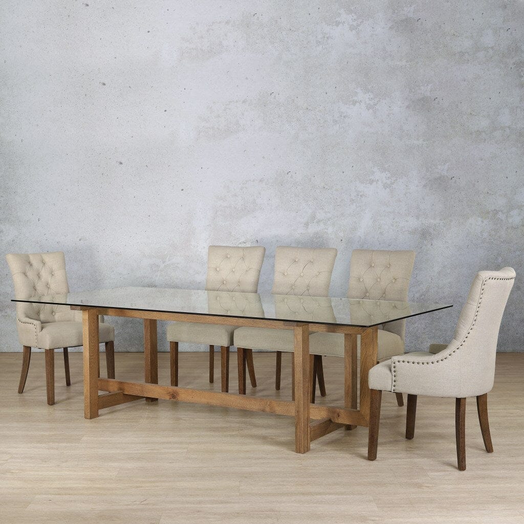 Bolton Glass Top & Duchess 8 Seater Dining Set Dining room set Leather Gallery 