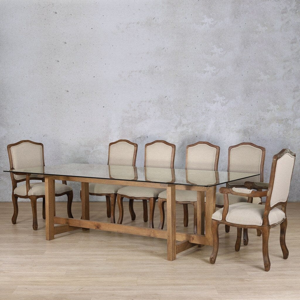 Bolton Glass Top & Duke 10 Seater Dining Set Dining room set Leather Gallery Antique Dark Oak 