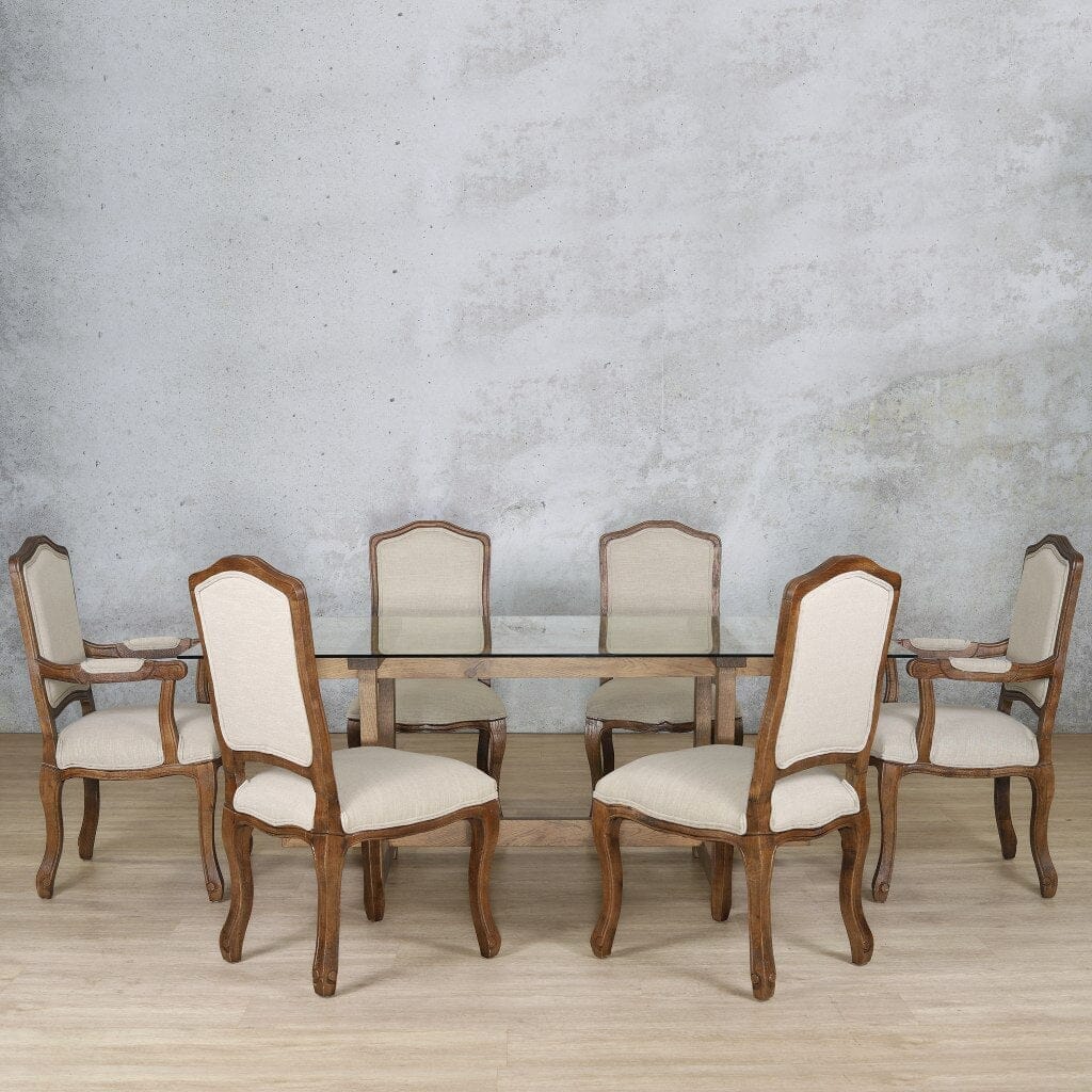 Bolton Glass Top & Duke 6 Seater Dining Set Dining room set Leather Gallery Antique Dark Oak 