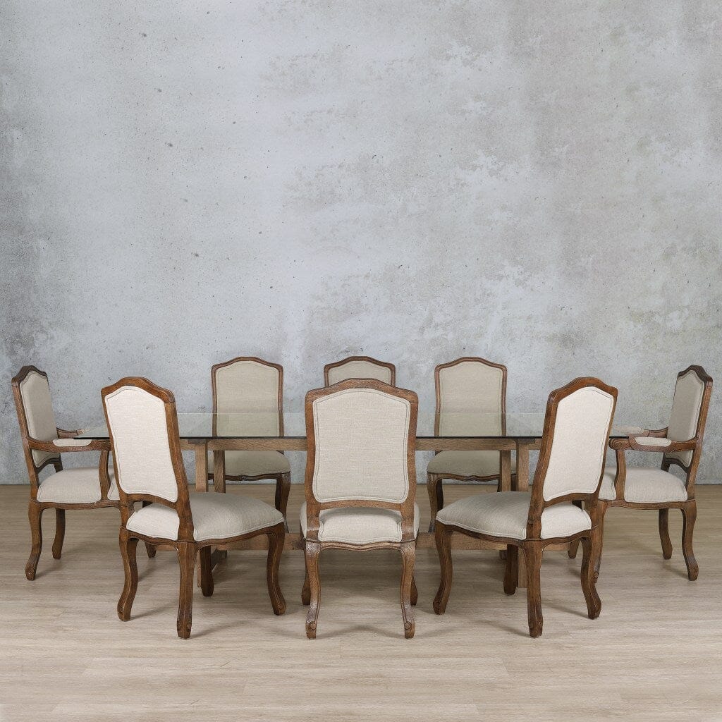 Bolton Glass Top & Duke 8 Seater Dining Set Dining room set Leather Gallery Antique Dark Oak 