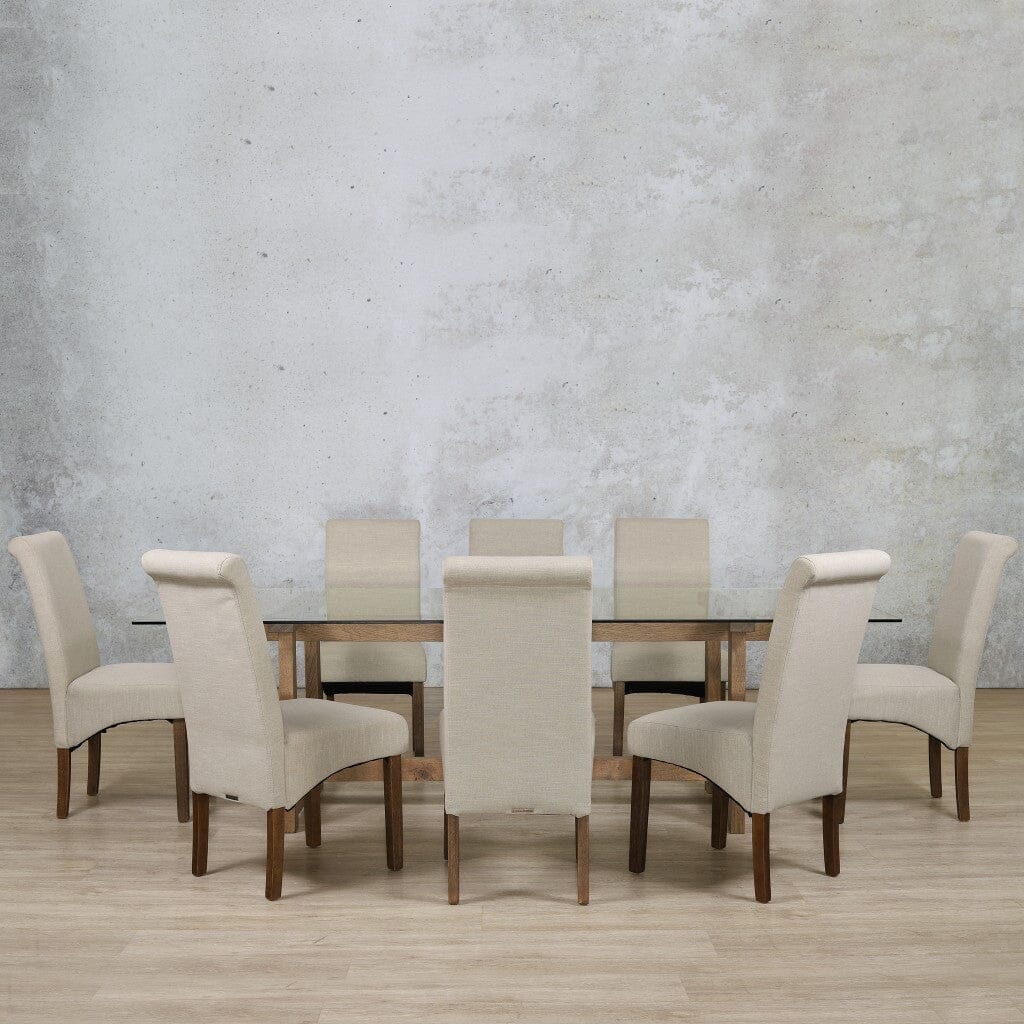 Bolton Glass Top & Windsor 8 Seater Dining Set Dining room set Leather Gallery Antique Dark Oak