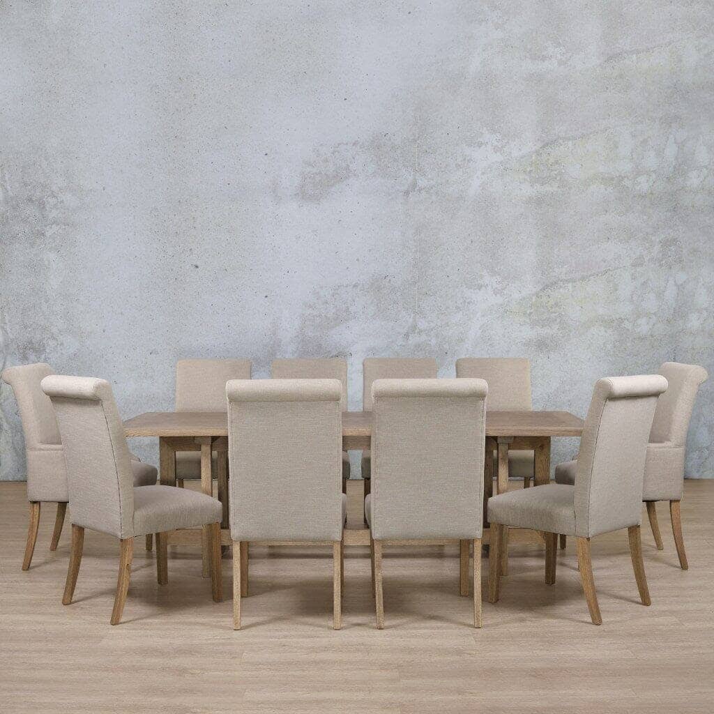 Bolton Wood Top & Baron 10 Seater Dining Set Dining room set Leather Gallery Antique Natural Oak