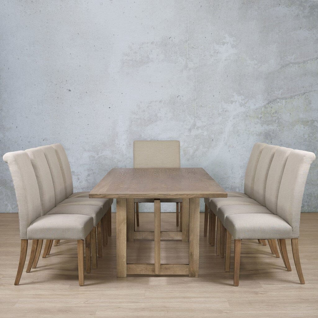Bolton Wood Top & Baron 10 Seater Dining Set Dining room set Leather Gallery Antique Natural Oak