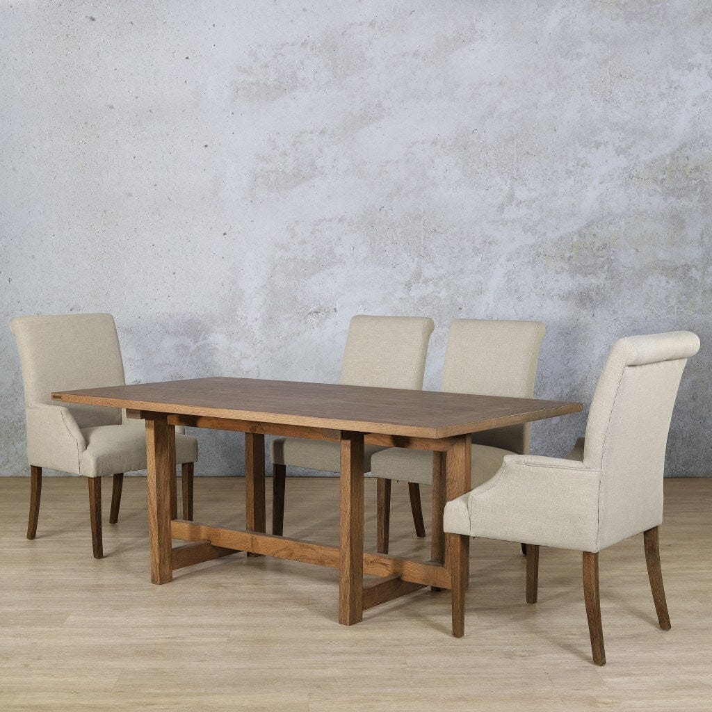 Bolton Wood Top & Baron 6 Seater Dining Set Dining room set Leather Gallery Antique Dark Oak