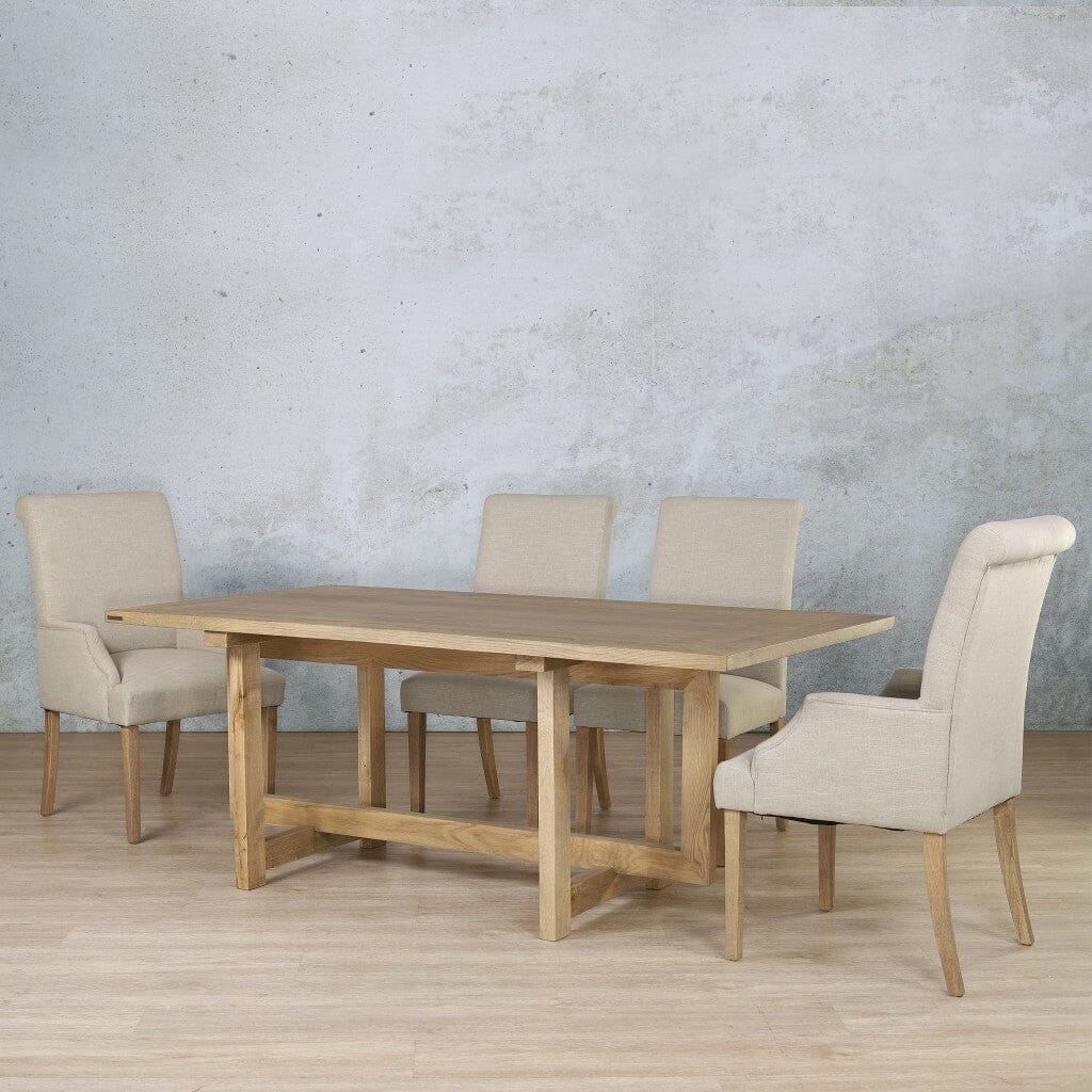Bolton Wood Top & Baron 6 Seater Dining Set Dining room set Leather Gallery Antique Natural Oak