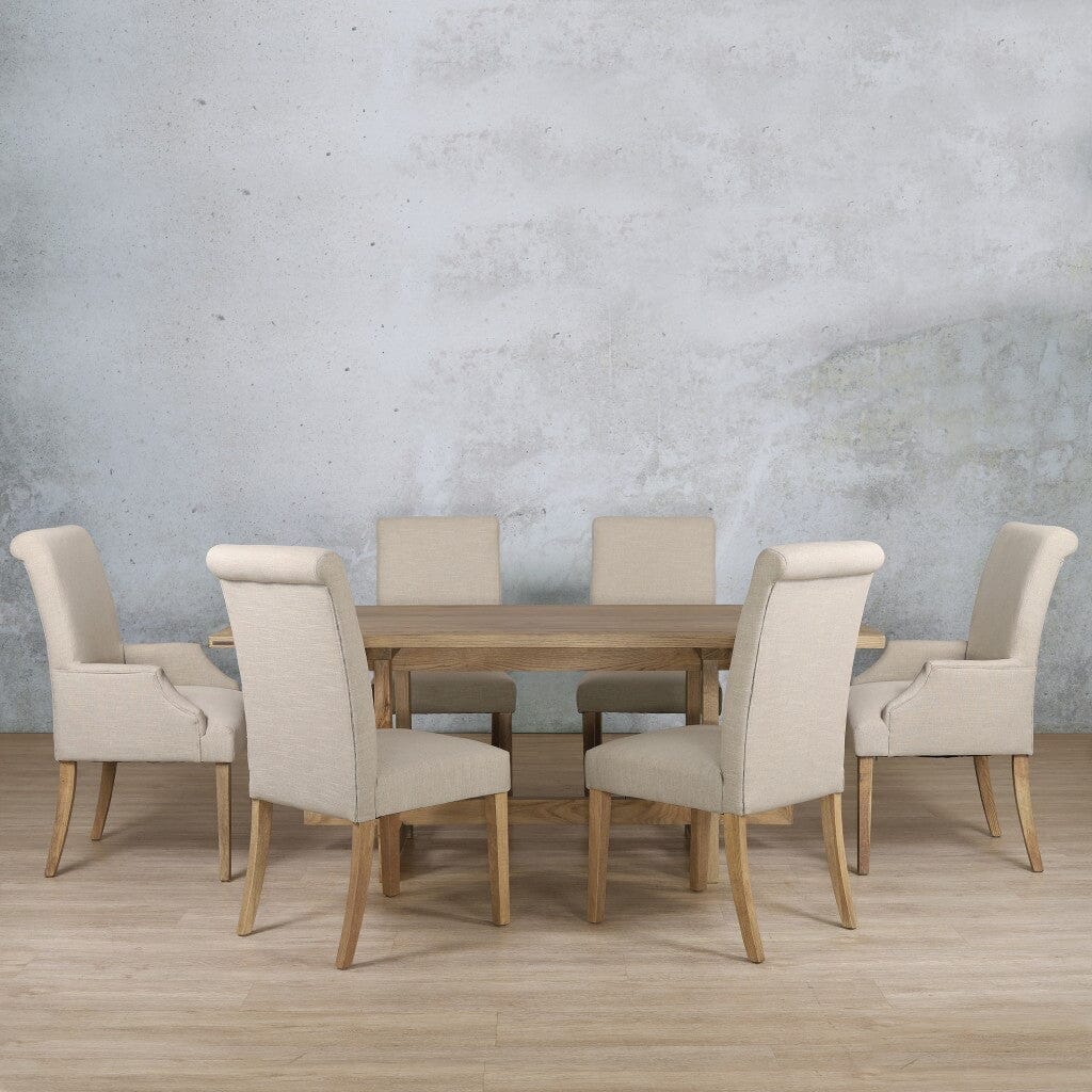 Bolton Wood Top & Baron 6 Seater Dining Set Dining room set Leather Gallery Antique Natural Oak