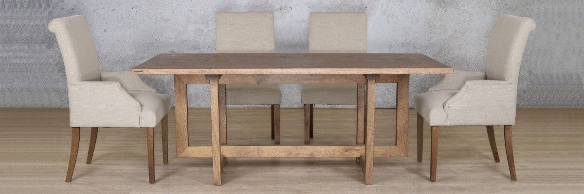 Bolton Wood Top & Baron 6 Seater Dining Set Dining room set Leather Gallery 