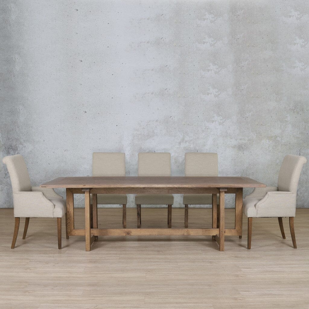 Bolton Wood Top & Baron 8 Seater Dining Set Dining room set Leather Gallery Antique Dark Oak 