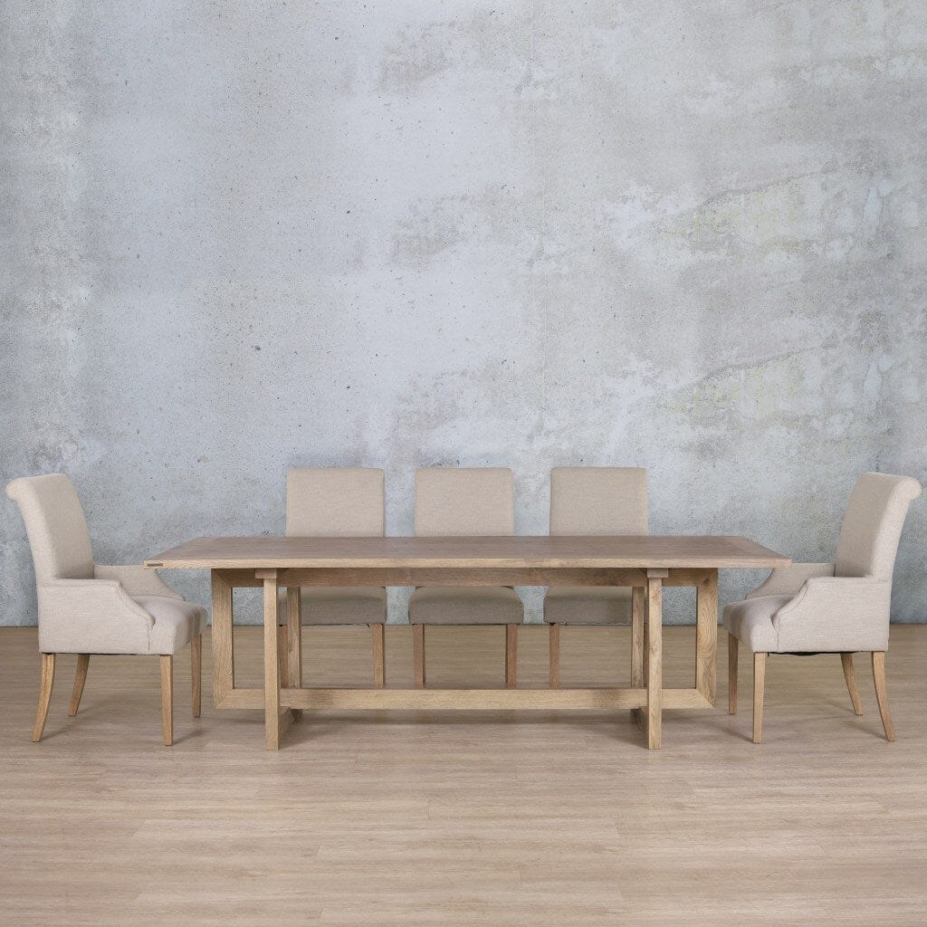 Bolton Wood Top & Baron 8 Seater Dining Set Dining room set Leather Gallery Antique Natural Oak 