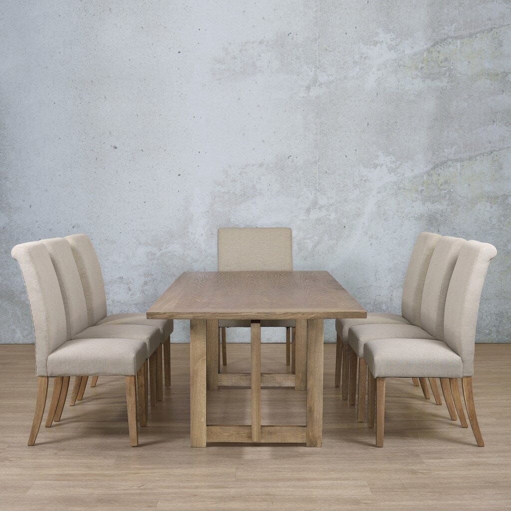 Bolton Wood Top & Baron 8 Seater Dining Set Dining room set Leather Gallery Antique Natural Oak