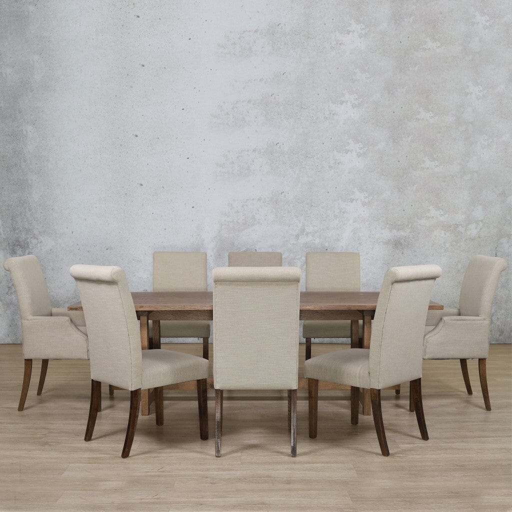 Bolton Wood Top & Baron 8 Seater Dining Set Dining room set Leather Gallery Antique Dark Oak