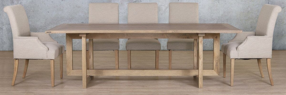 Bolton Wood Top & Baron 8 Seater Dining Set Dining room set Leather Gallery 