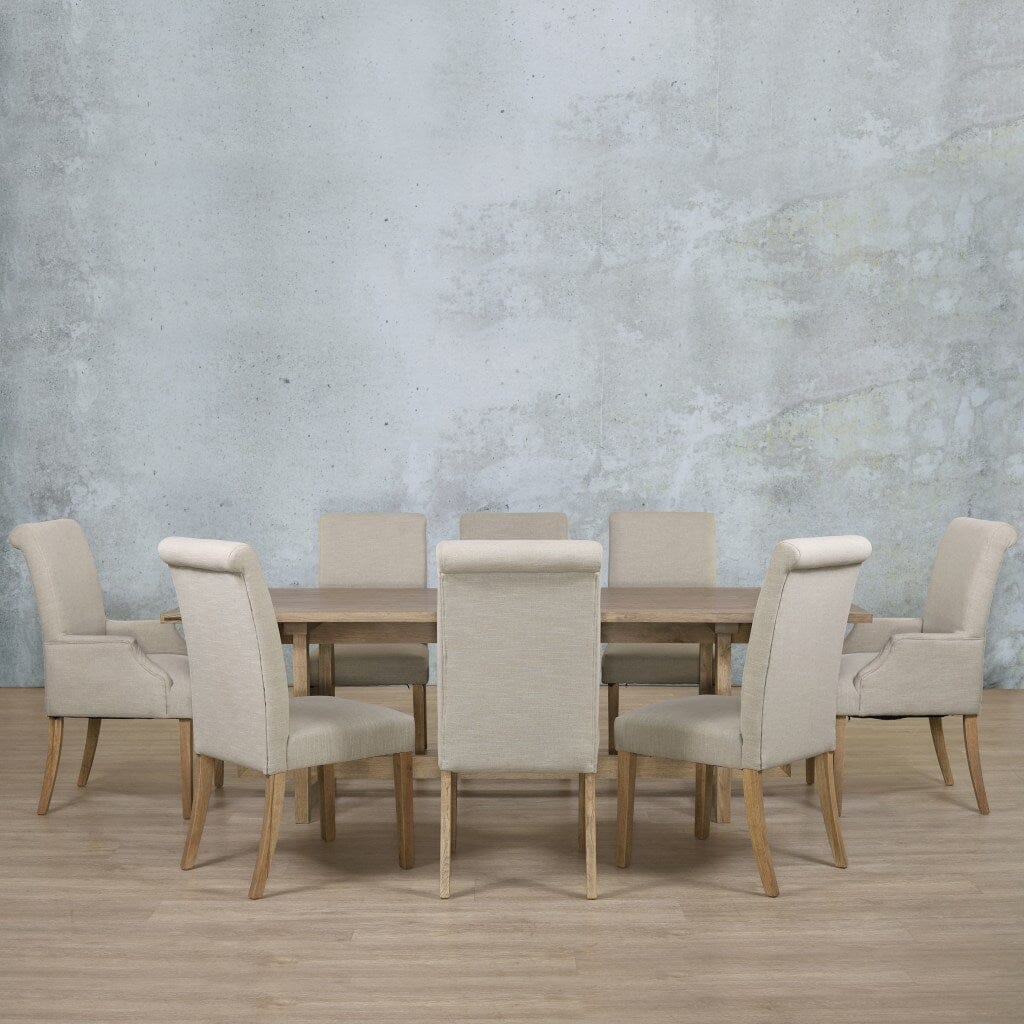 Bolton Wood Top & Baron 8 Seater Dining Set Dining room set Leather Gallery Antique Natural Oak