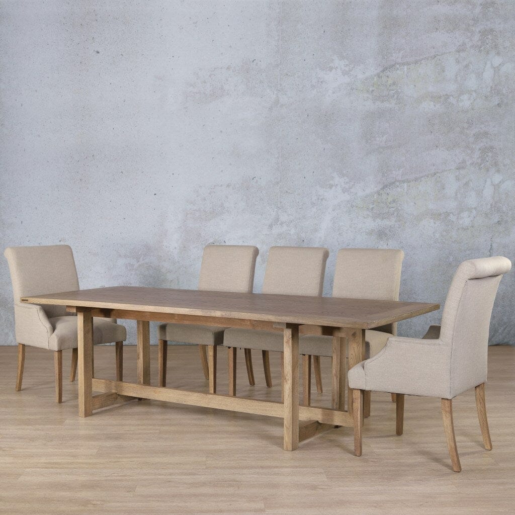 Bolton Wood Top & Baron 8 Seater Dining Set Dining room set Leather Gallery Antique Natural Oak