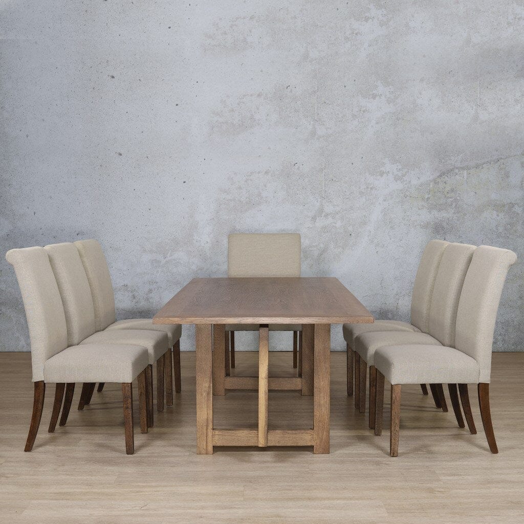 Bolton Wood Top & Baron 8 Seater Dining Set Dining room set Leather Gallery Antique Dark Oak